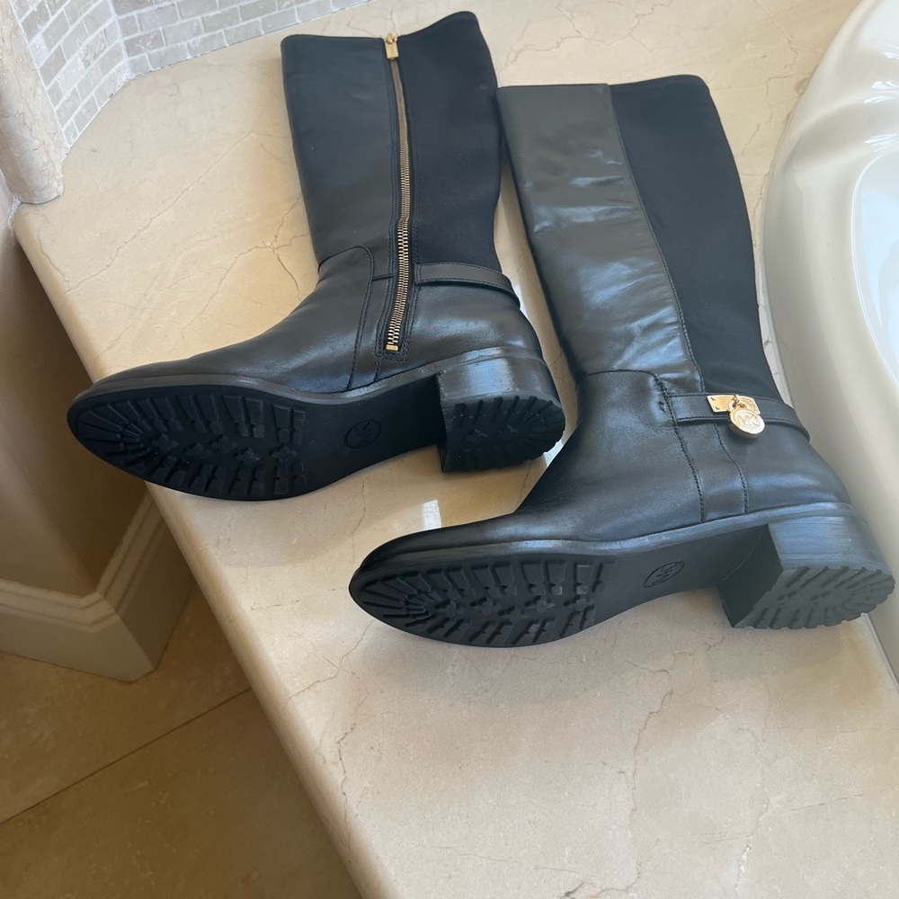 Michael kors Hamilton stretch black knee high boots.